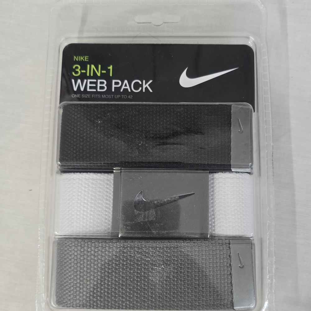Nike 3-in-1 Web Pack Belt Set - Black, White, Gray